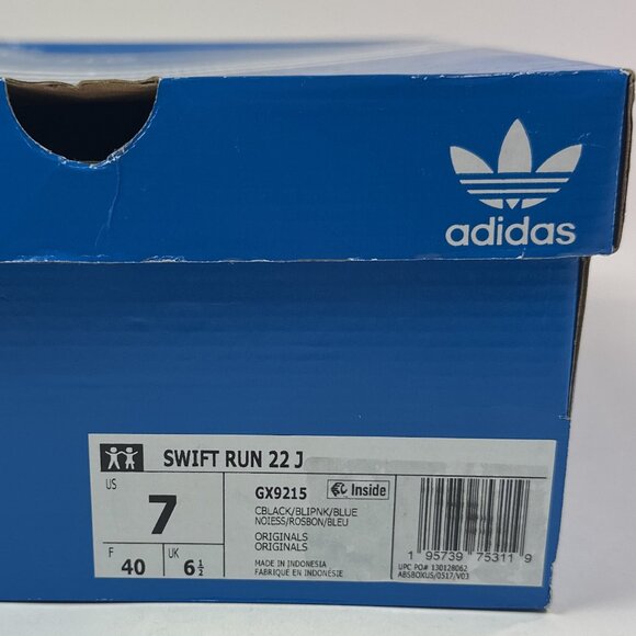 Adidas Swift Run 22 J Kids Black Pink Leopard Running Shoes Sneakers GX9215 - Picture 10 of 10